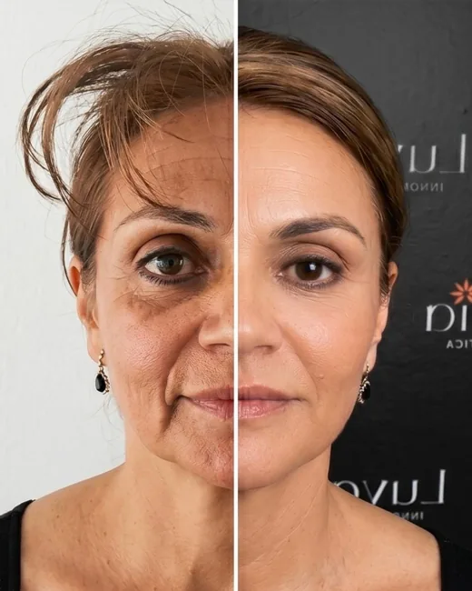 Resultado antes y después de una paciente de Luvania